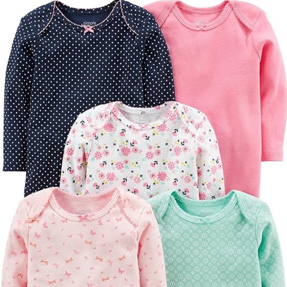 Simple Joys by Carter's Long Sleeve Bodysuit 5 Pack - 3 Months - Picture 4 of 4